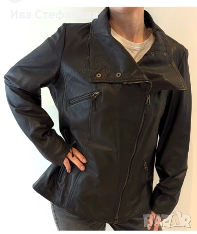 Кожено яке 100% естествена тъмно кафява кожа дамско кожено яке