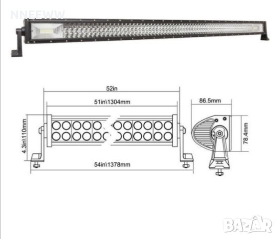  Лед Бар 7D LED BAR, Диоден Лед Бар 729w-132см, 12-24волта , снимка 3 - Аксесоари и консумативи - 30938765