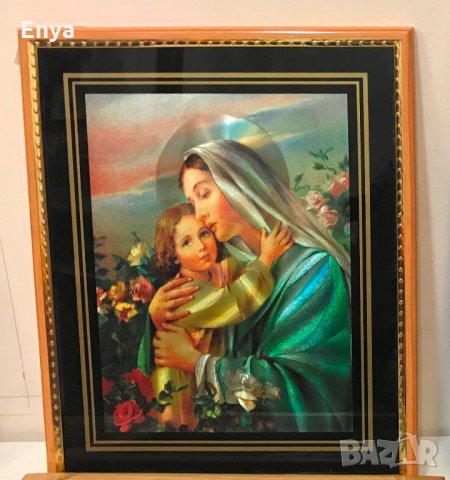 Икона на Св.Богородица с младенеца в пластмасова рамка - СТЕРЕО, снимка 1 - Икони - 27522687