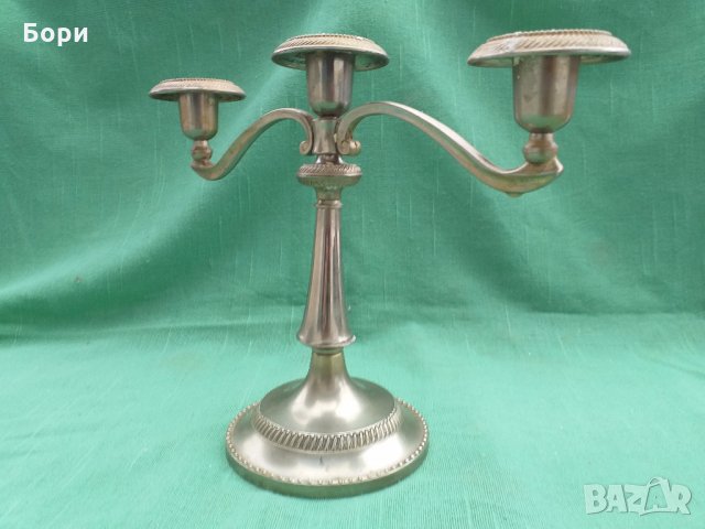 Посребрен свещник за 3бр свеши, снимка 7 - Декорация за дома - 28670098