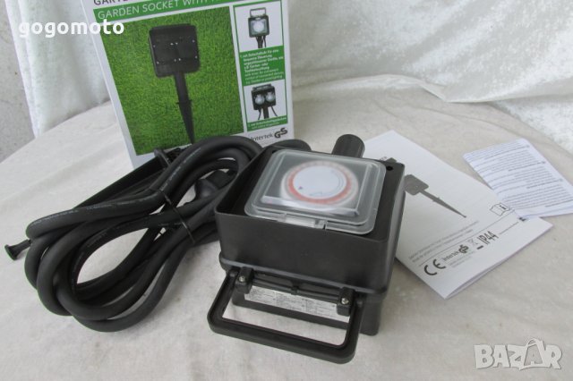НОВ водоустойчив таймер + ВОДОУСТОЙЧИВ разклонител, контакт,удължител градински практичен,3 м. кабел