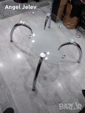 стъклена холова маса с две стъкла, снимка 4 - Маси - 43181889