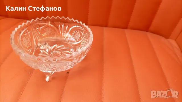 Кристална бонбониера, кръгла, крачета, снимка 6 - Прибори за хранене, готвене и сервиране - 48076877