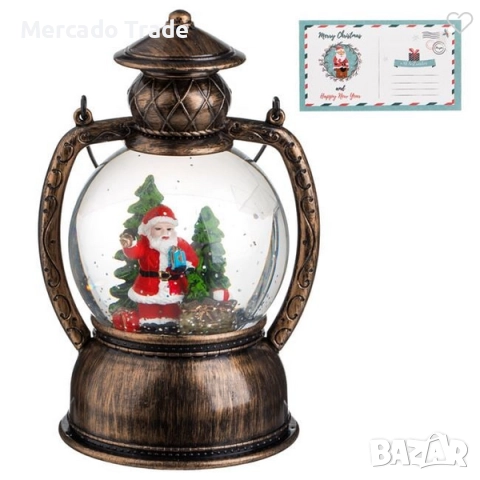 Коледен фенер със снежни топки, LED музикален дизайн с Дядо Коледа, снимка 4 - Декорация за дома - 52484552