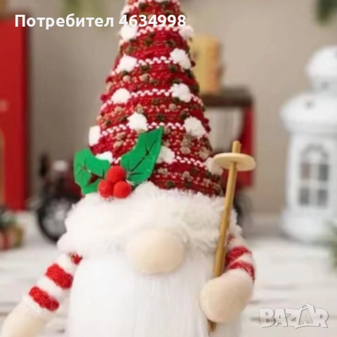 Светеща коледна играчка – Декорация с LED осветление и плетена шапка, снимка 2 - Декорация за дома - 52579367