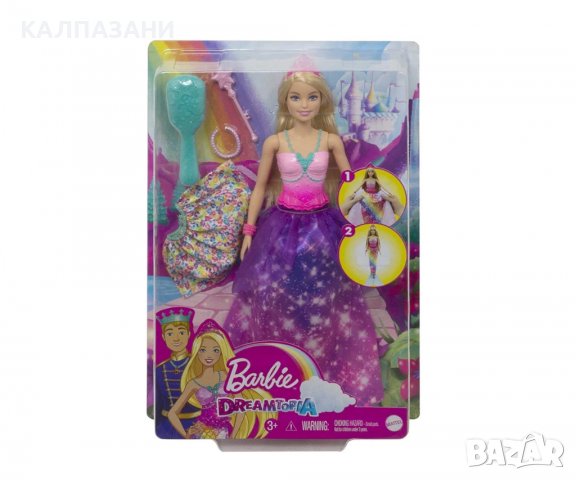  Кукла Barbie - Дриймтопия: 2в1, с трансформация принцеса/русалка GTF92, снимка 1 - Кукли - 39002944