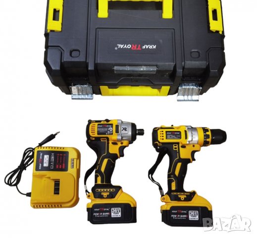 2в1 Комплект Винтоверт и Импакт 36V 8,0AH KRAFT ROYAL Безжичен 2 батерии Акумулаторен , снимка 2 - Винтоверти - 39605464