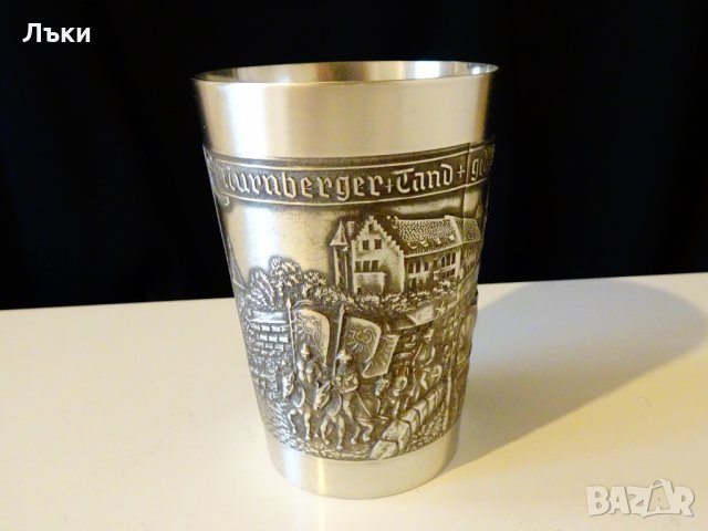 Западно Германска чаша,халба от калай Нюрнберг. , снимка 1 - Антикварни и старинни предмети - 26694716