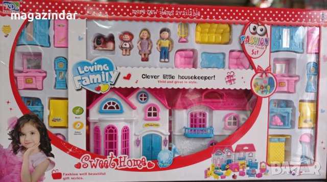 Комплект кукленска къща с аксесоари, снимка 1 - Играчки за стая - 43004181