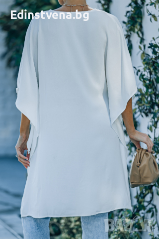 Дамска блуза тип кимоно в бял цвят, снимка 3 - Туники - 44862473