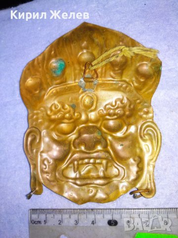 СТАРА ТРАДИЦИОННА АЗИАТСКА ЕТНОГРАФСКА МЕДНА МАСКА ПАНО за СТЕНА КОЛЕКЦИЯ МАЙСТОРСКА ИЗРАБОТКА 41314, снимка 3 - Колекции - 43738815