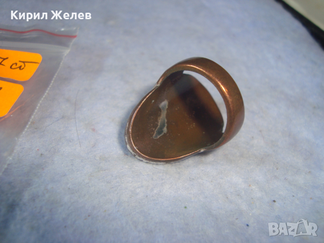 СТАР МЕДЕН СКЪПОЦЕНЕН АРТ ДЕКО КРИСТАЛЕН ПРЪСТЕН 21650, снимка 7 - Антикварни и старинни предмети - 36411294