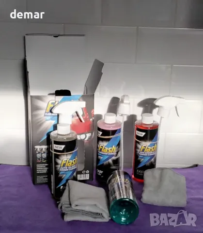 Flash Car Care Автомобилен комплект за грижа за автомобили 4x500 мл за външно и вътрешно почистване, снимка 8 - Аксесоари и консумативи - 48990876