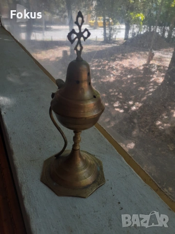 Старо бронзово кандило кадило N3, снимка 3 - Антикварни и старинни предмети - 53366638