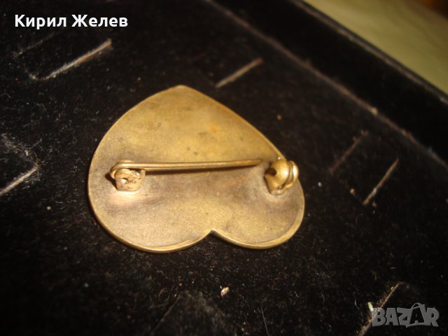 СТАРА ФЛОРАЛНА с ЕМАЙЛ ЛАК БРОНЗОВА РЕТРО БРОШКА СЪРЦЕВИДНА 21675, снимка 4 - Антикварни и старинни предмети - 32522931