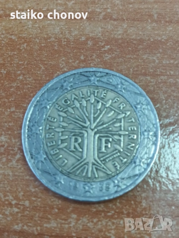 Евро монети 2 и 1 евро Франция, снимка 2 - Нумизматика и бонистика - 53450190