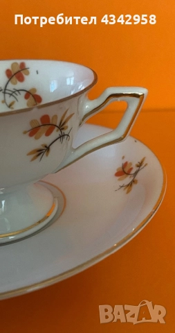 Миниатюрна винтидж чаша и чинийка 1920-1930 г., снимка 2 - Антикварни и старинни предмети - 52885258