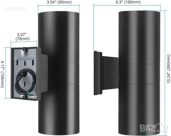  Yasotek Up and Down Външна стенна LED лампа, RGBW водоустойчива, дистанционно, 48W сменяща цвета , снимка 3 - Външни лампи - 47440730
