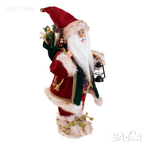 Коледна реалистична фигура Дядо Коледа с чувал и фенер 45cm, снимка 3 - Декорация за дома - 52393943