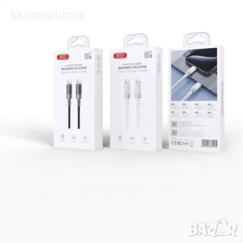 XO PD силиконов кабел Type-C - Type-C 60W, 1m, XO-NB-Q282B / Черен / Баркод : 2404140, снимка 2 - Резервни части за телефони - 52572609
