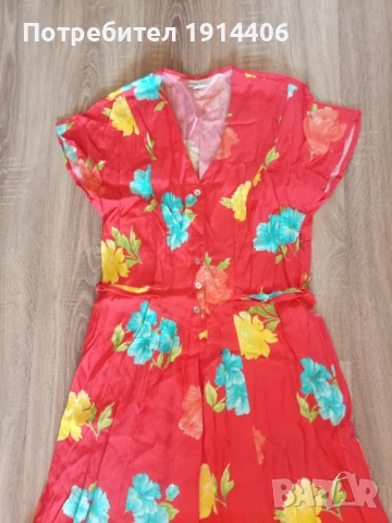 Красива лятна дамска червена рокля на цветя Fabiani, снимка 2 - Рокли - 50585130