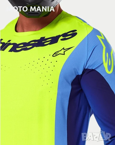 Мотокрос Блуза Alpinestars 2025 Techstar Melt Jersey YELLOW FLUO BLUE, снимка 3 - Блузи - 50482998