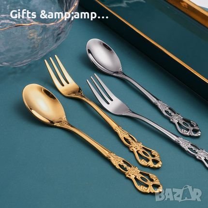 Десертни вилички или лъжички - стомана 18/10, снимка 1