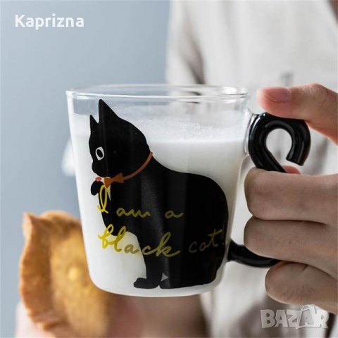 Чаша “Черна котка”, снимка 1 - Чаши - 38376645