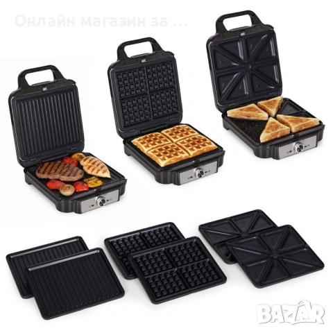 Уред за сандвичи 3в1 KADEN, 1200W, грил, тостер, черен, 28x35x10,5см, снимка 8 - Тостери - 53380209