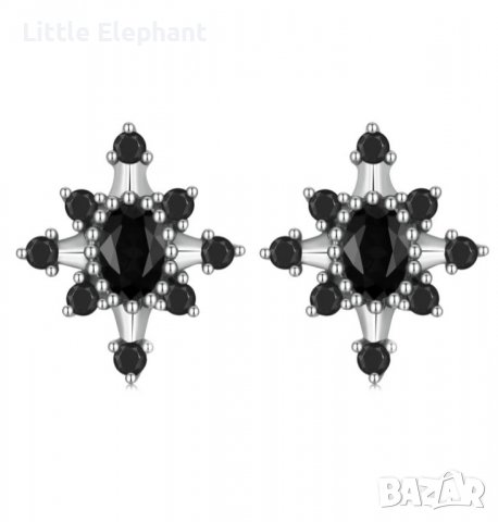 Сребърни обеци с кристали,black/нови, снимка 1 - Колиета, медальони, синджири - 39346746