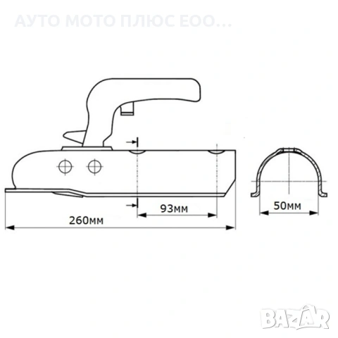 Универсална ключалка/лапа за теглич на ремарке - Ф50мм/800кг. , снимка 3 - Ремаркета - 53500119