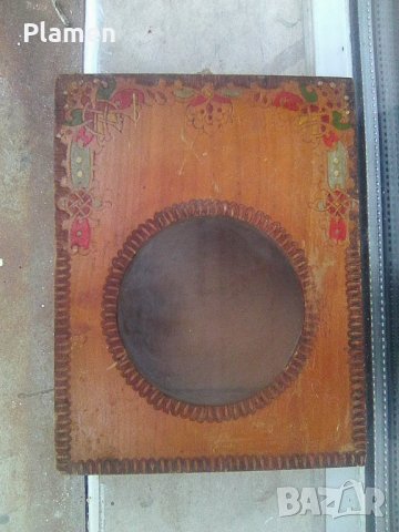 Стара дървена пирографирана българска кутия за механичен настоленчасовник будилник, снимка 4 - Други ценни предмети - 37870195