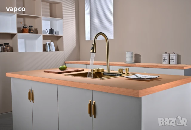 Златна мултифункционална кухненска мивка 50см, снимка 5 - Мивки - 50954067