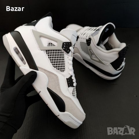 Нови Оригинални Обувки Nike Air Jordan Retro 4 Military White Black Бели Маратонки Кецове Размер 42 , снимка 2 - Кецове - 39713455