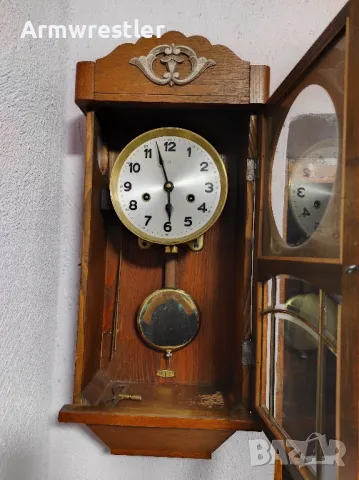 Немски Механичен Стенен Часовник Хамбург Американ, снимка 4 - Антикварни и старинни предмети - 48454271
