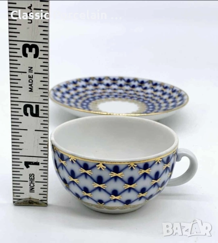 МИНИ КАФЕЕНА ДВОЙКА „КОБАЛТОВА МРЕЖА“ – 50 МЛ ЛФЗ / ИФЗ / Ломоносов Limitiert Premium , снимка 6 - Сервизи - 52796636