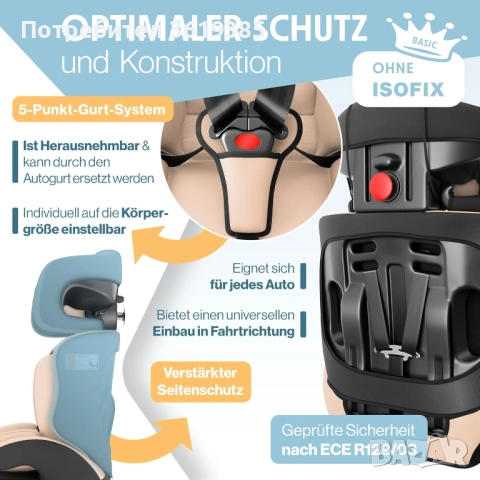 Детско столче за кола 9-36 кг (Група 1+2+3), снимка 6 - Столчета за кола и колело - 53205991