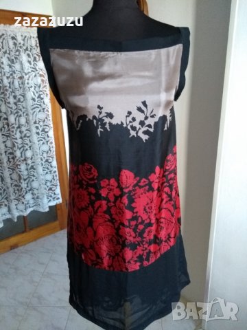 SIMONA BARBIERI Twinset 100% естествена коприна, рокля в черно и червено