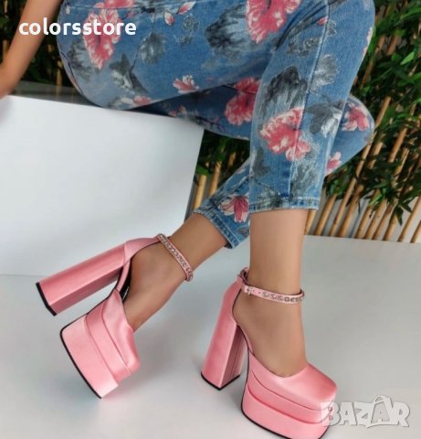 Сандали на ток - розов сатен - VS1, снимка 2 - Сандали - 38992237