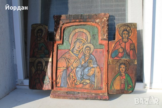 Стара Българска икона триптих , снимка 1 - Колекции - 39987428