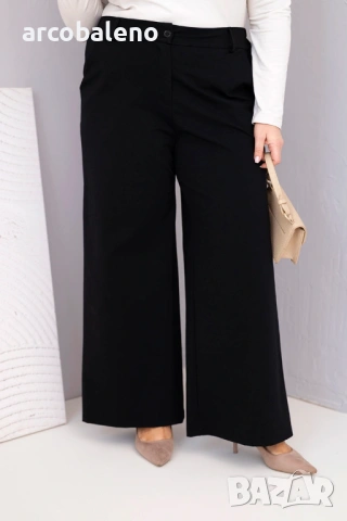 Дамски панталони Plus Size с широки крачоли и висока талия, 7цвята , снимка 8 - Панталони - 53072895