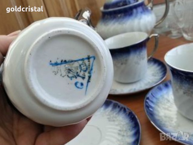 Порцеланов сервиз за чай кобалт и сребро , снимка 7 - Антикварни и старинни предмети - 43187696