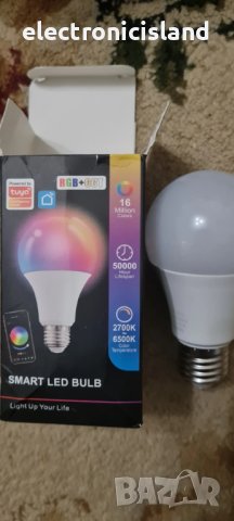 Wifi Smart Led крушка E27 9W димираща лампа Tuya Alexa 220V RGB гласово управление Google Home , снимка 6 - Лед осветление - 43976338