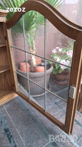 Ъглова стенна витрина масив, снимка 5 - Секции и витрини - 53034425