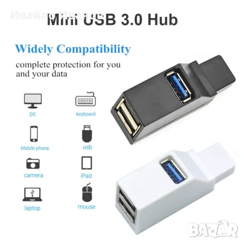 USB HUB Mini 2+1, снимка 3 - Друга електроника - 48267873