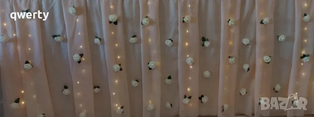  Декорация за младоженска маса с покривка, украса за сватба