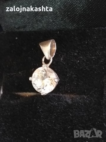 Сребърна висулка със циркони-0,88гр/925, снимка 3 - Колиета, медальони, синджири - 26237861