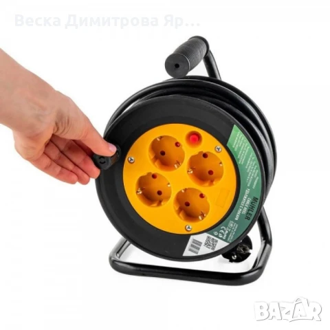Muhler удължител с макара, 4 гнезда, дължина 15м, снимка 5 - Други стоки за дома - 51254633