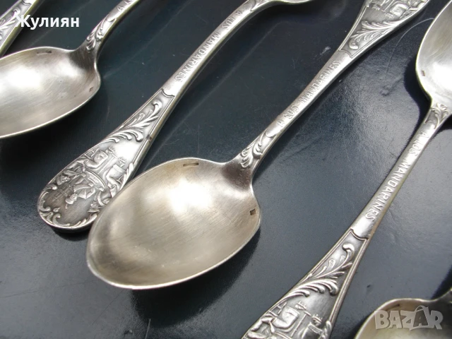 КОМПЛЕКТ ПОСРЕБРЕНИ ЛЪЖИЧКИ ЗА КАФЕ CHRISTOFLE A LOS MANDARINES , снимка 5 - Антикварни и старинни предмети - 50492391