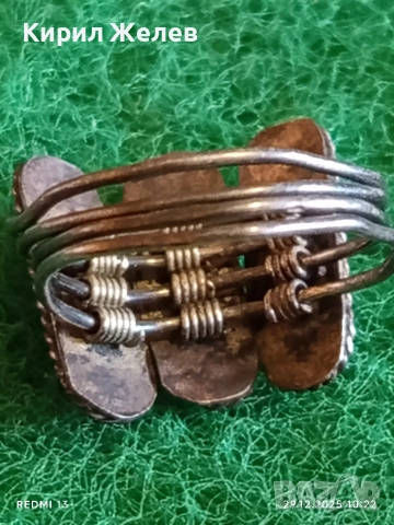 Сребърен пръстен Бохо стил с Тюркоаз орнаментиран авангарден 31114, снимка 3 - Пръстени - 52925568